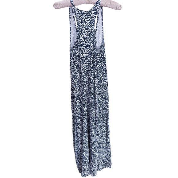 H&M Navy White Maxi Dress Medium Relaxed Coastal Chic Layering Minimalist Soft - Picture 4 of 6